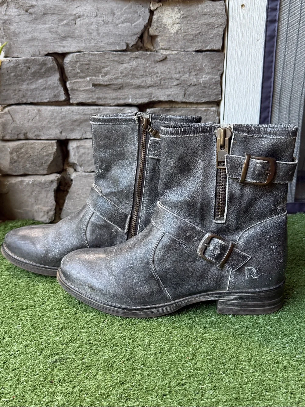 Roan By Bed Stu Becca Distressed Black Leather Women’s Boots